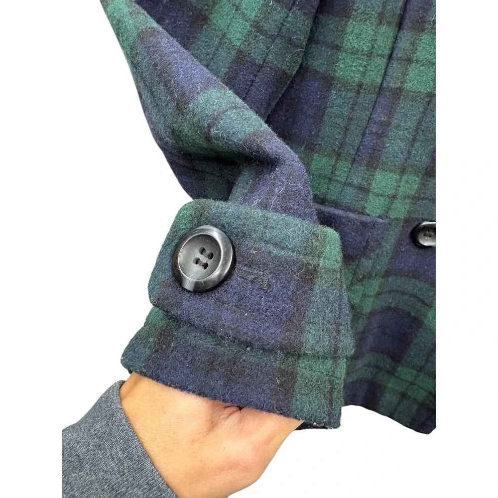 St.‎ John's Bay Women's Plaid Peacoat Preppy Academia Y2K Wool Blend Outerwear S